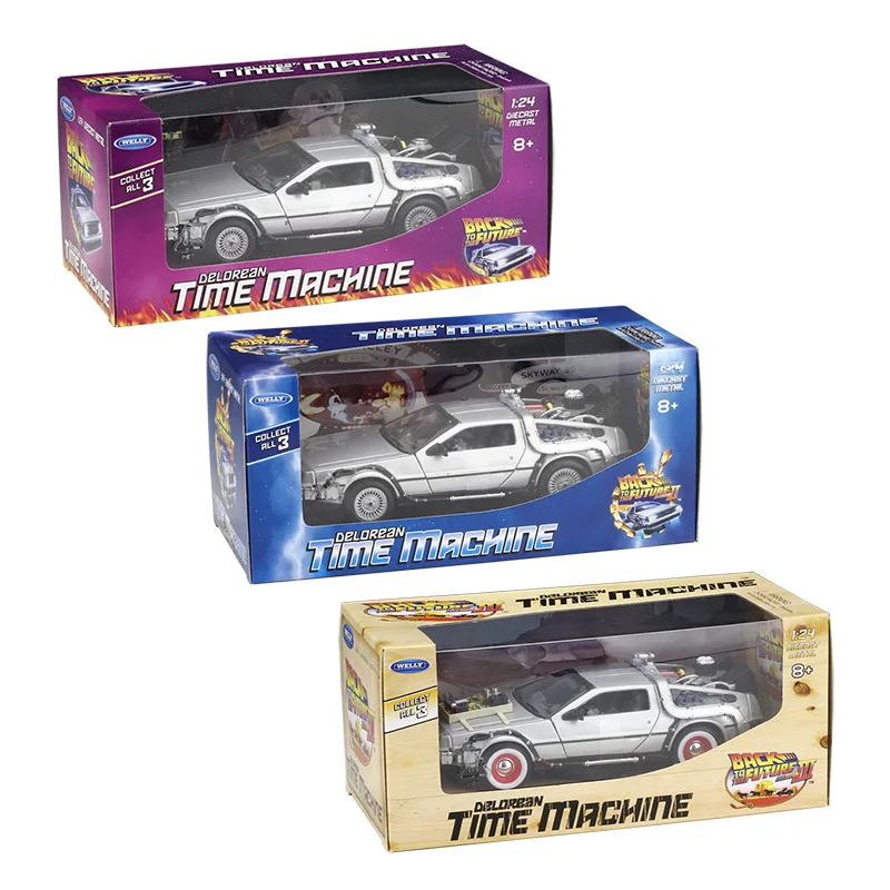 WELLY-Coche de juguete de aleación de Metal fundido a presión para niños, juguete de Regreso al futuro, máquina del tiempo, DMC-12 delorean, colección de regalos, B186, 1:24