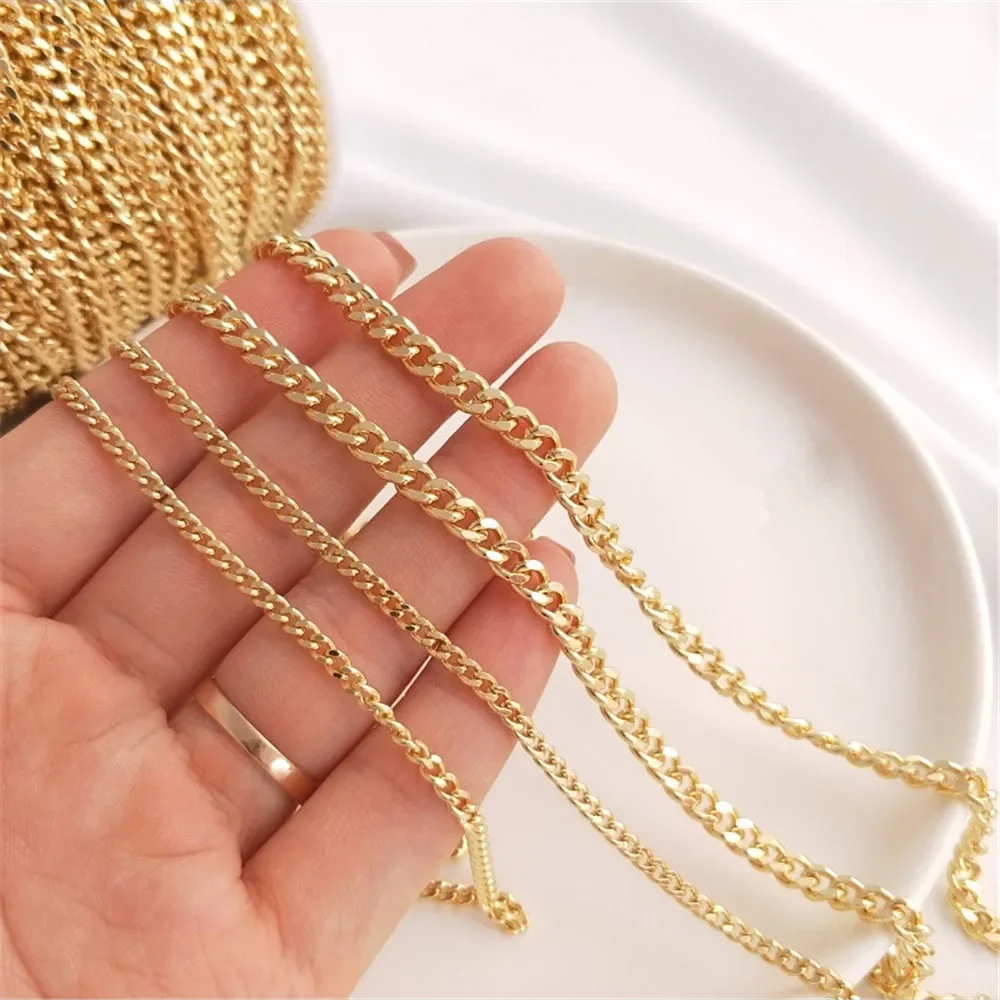 

14K Gold Plated Flash grinding chain DIY handwork loose chain necklace bracelet first accessories chain accessories