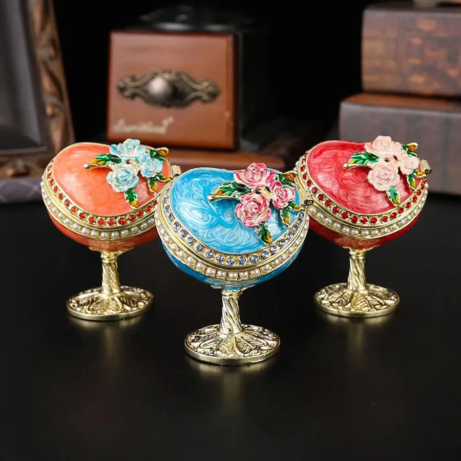 High-arched Heel Enamel Jewelry Box Diamond-studded Luxury Butterfly Ring Jewelry Storage Box Birthday Gift Packaging Box