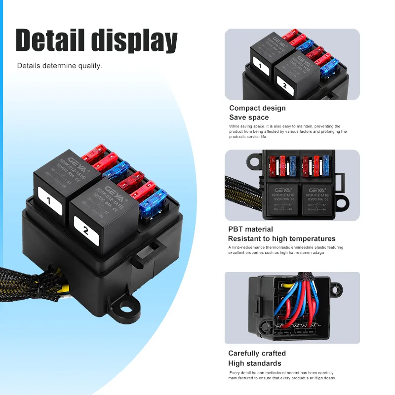 Waterproof 12V Relay Fuse Box Fuse and 6 Way Relay Block with Box Assembly Pre-Wired Harness for Marine Boat Offroad Jeep Car