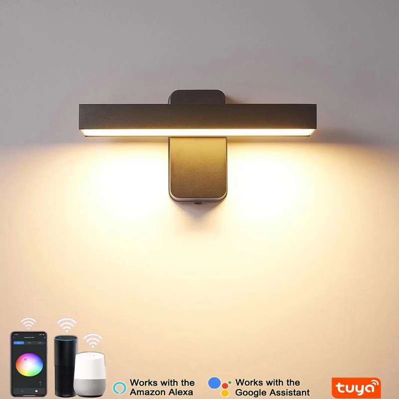 10W Smart LED Wall Lamp Stepless Dimmable Outdoor/Indoor Lighting RGBW Color Change APP Control Swivel Head Yard Light Fixture