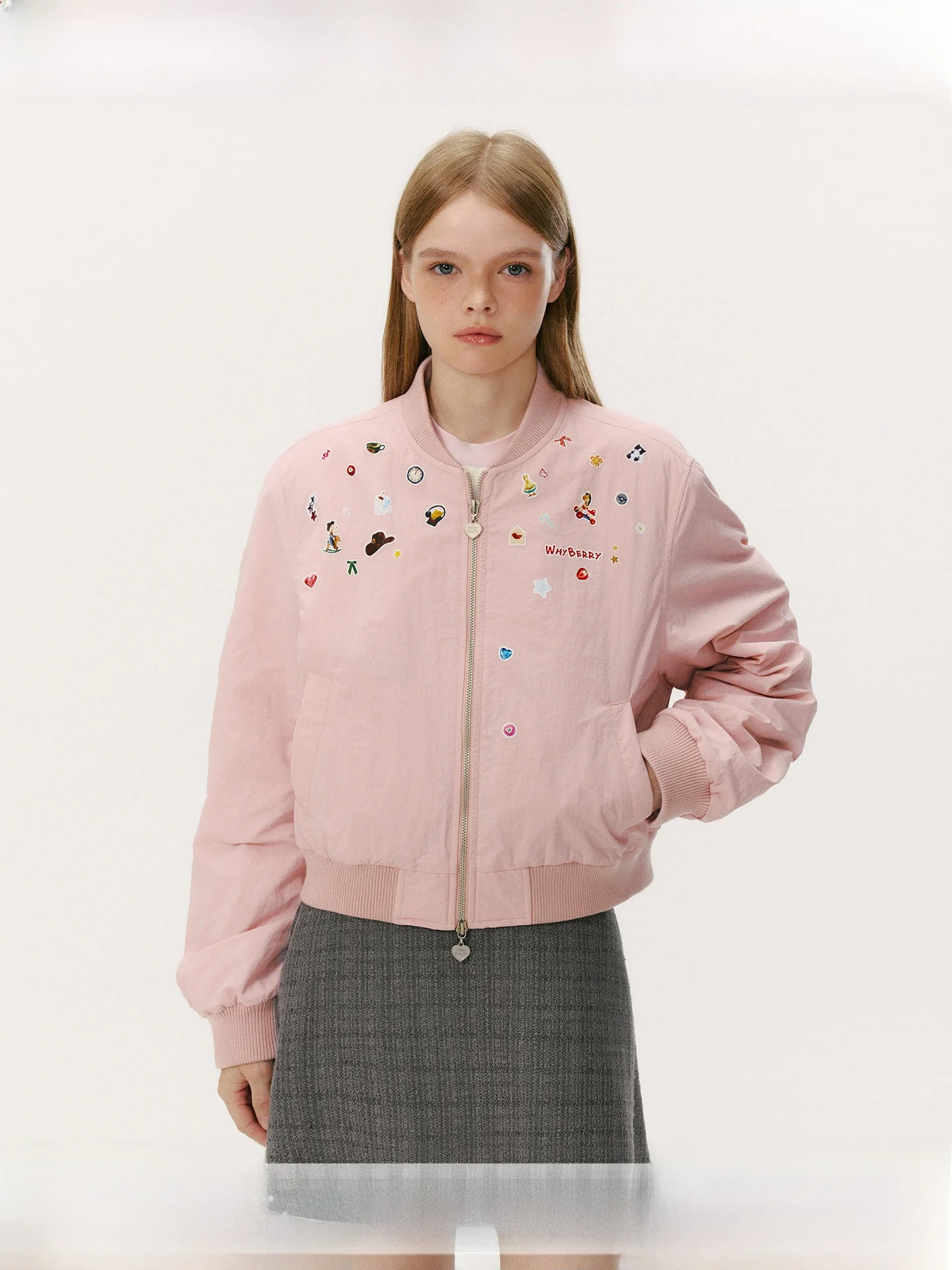 

WhyBerry Windproof Flight Jaet 2025 Autumn Winter Thiened Cotton Lined Printed ort Outerwear for Women Cute Sle