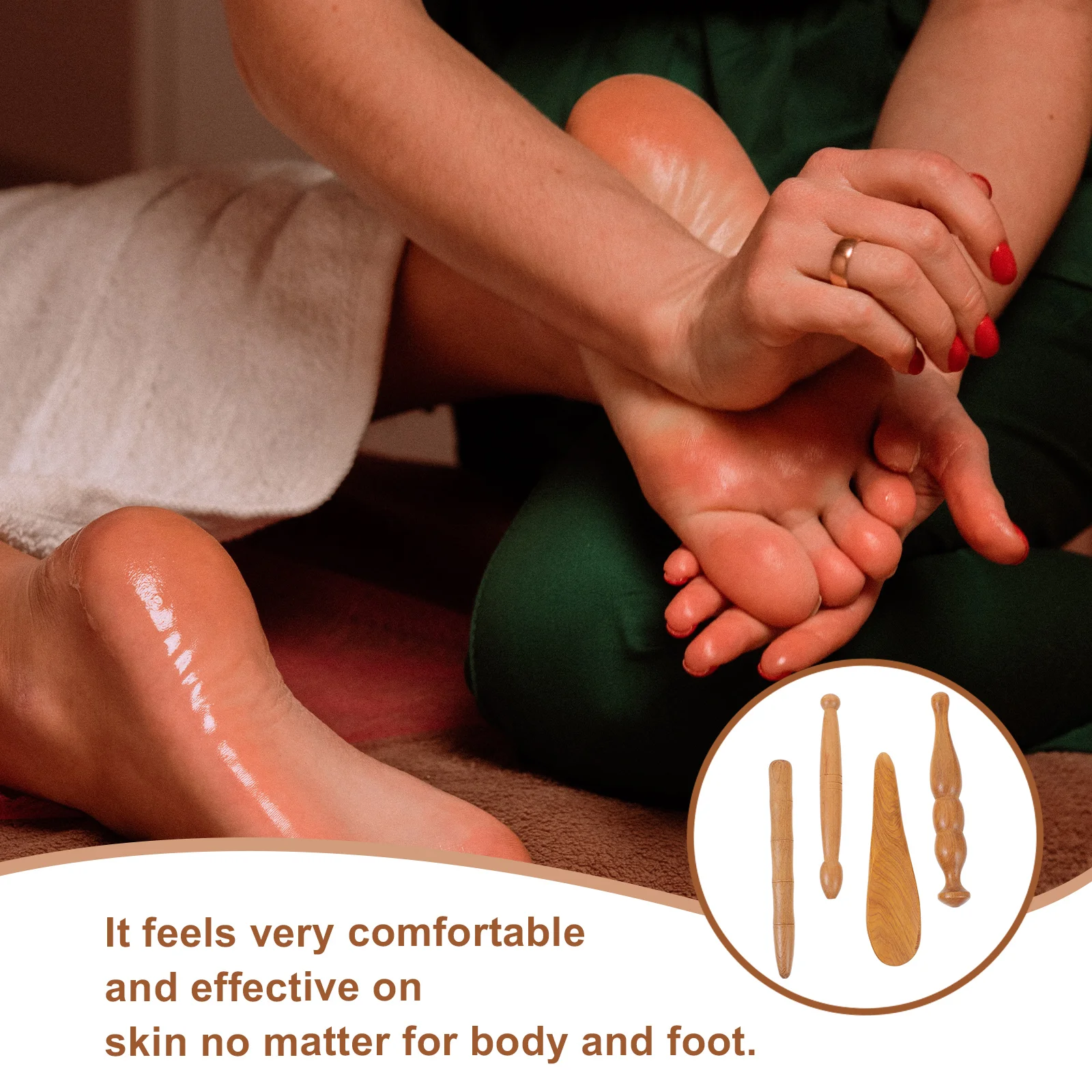 

4pcs Portable Foot Sticks Natural Wood Acupuncture Point Rods Manual Acupoint Massager Tool For Body Foot Meridian Massage Pain