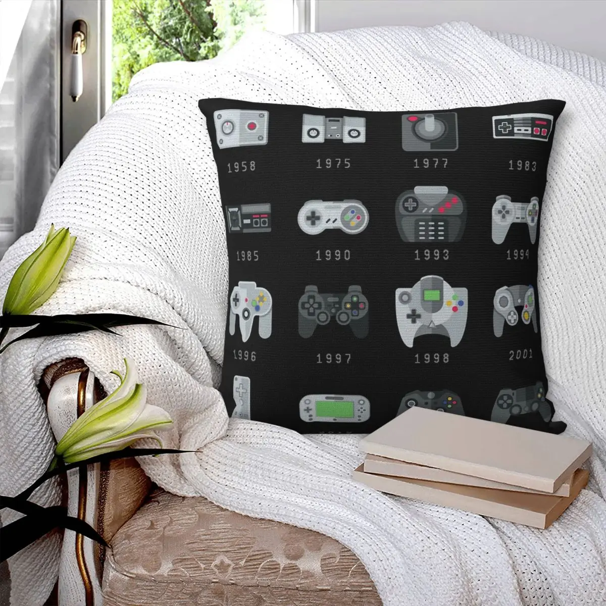 Geek Gaming Controllers Square Pillowcase Pillow Cover Cushion Decor Comfort Throw Pillow for Home Bedroom