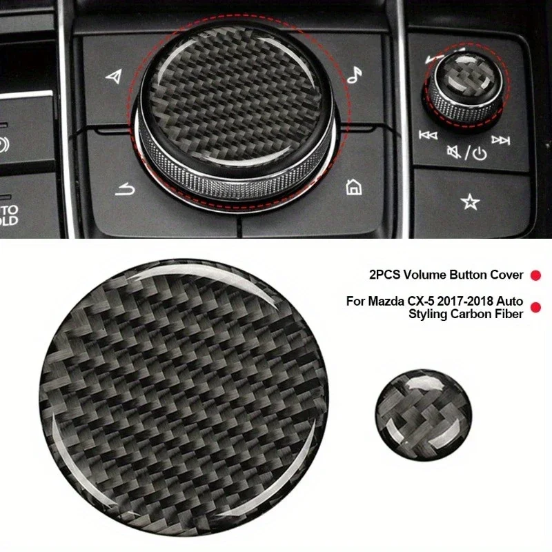 2Pcs Car Real Volume Button Cover Trim For Mazda 3 2020-2023 Auto Styling Carbon Fiber Car Accesories Interior Decoration