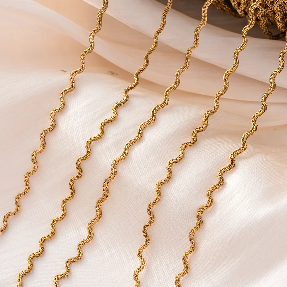 1 Meter Edelstahl-Wellenkette für DIY handgefertigte Halsketten, Armbänder, Schmuckherstellung, Material, Komponenten, Bastelbedarf – Detail 3