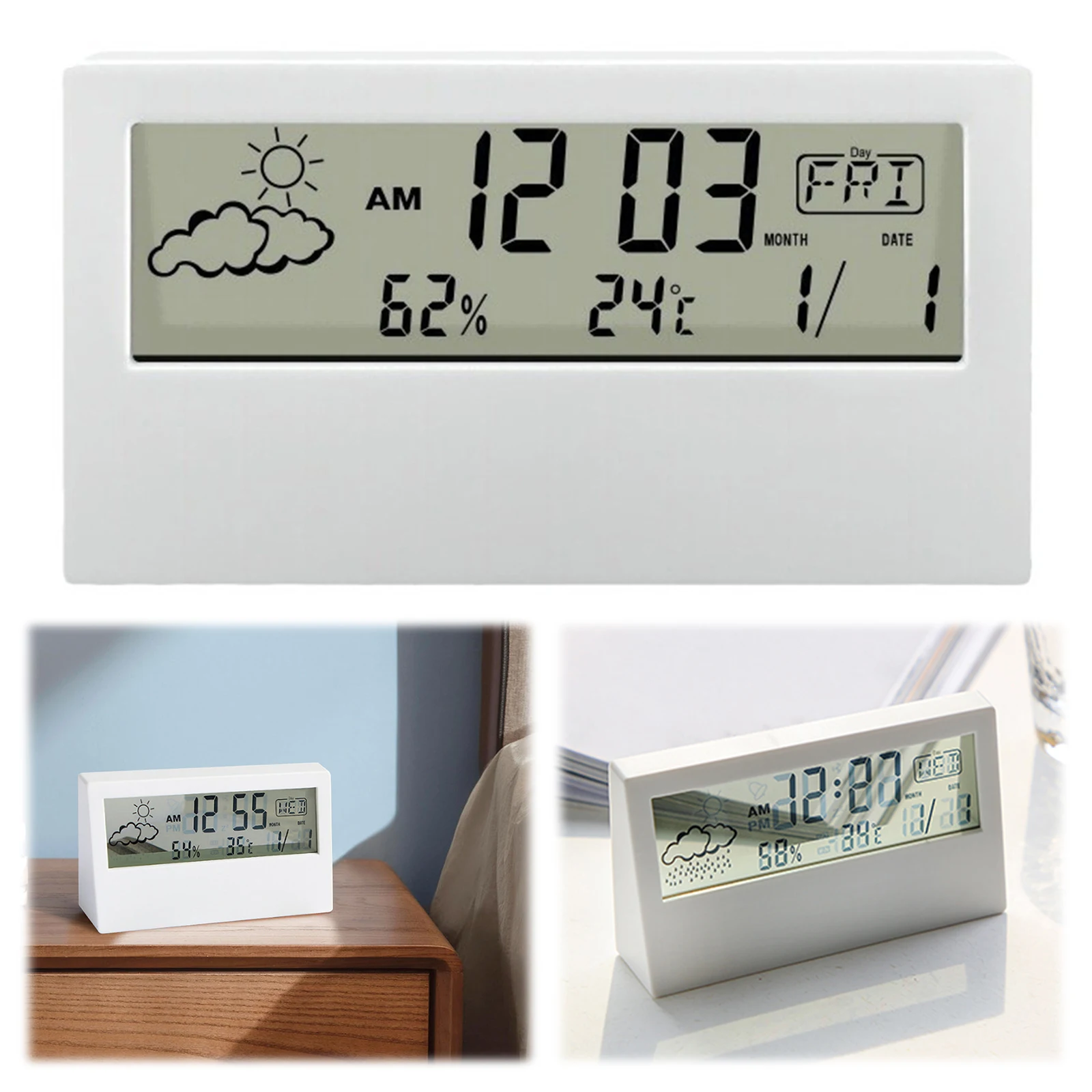 Large Digit Display Multifunction Electronic Clock with Temperature Snooze Calendar Electronic Desktop Clock Bedside Alarm Clock