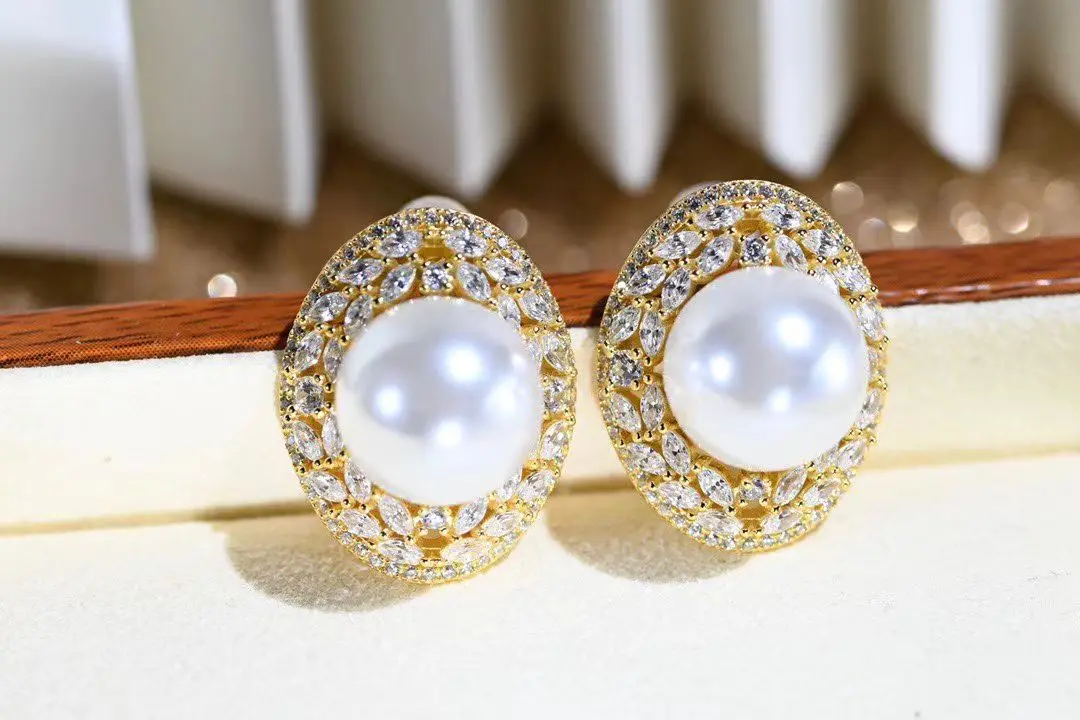 

Wholesale S925 Sterling Silver Earrings Mount Findings Settings Base Mounting Parts Accessory for 10-11mm Pearls 5 pairs/lot