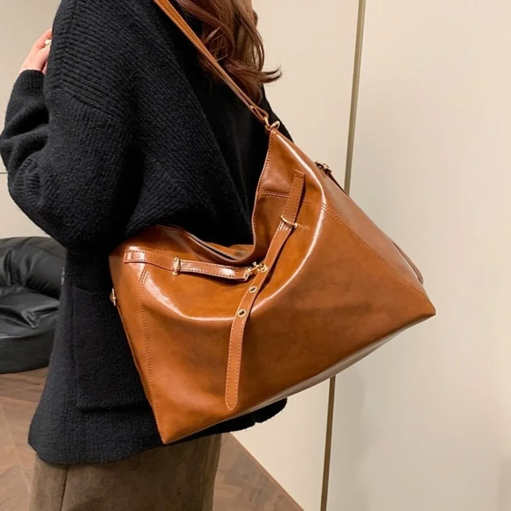 

Portable Large Capacity PU Leather Crossbody Bag Harajuku Multifunctional Backpack Korean Style Y2K Tote Bag Sports