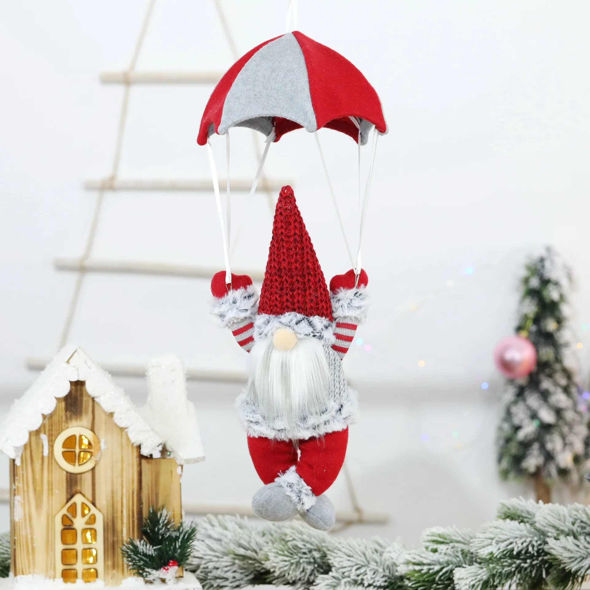 Christmas Hanging Ornament Faceless Gnome Santa Skydiving Old Man Parachutes Xmas Tree Doll Home Pendant Gift Drop Party Supplie