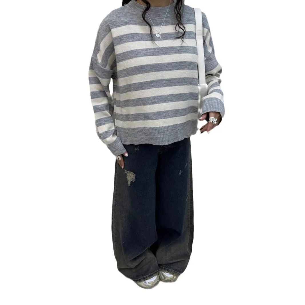 2025 الخريف والشتاء المرأة سترة تصميم الشعور المتناقضة مخطط البلوز سترة فضفاضة الجانب الشق سترة