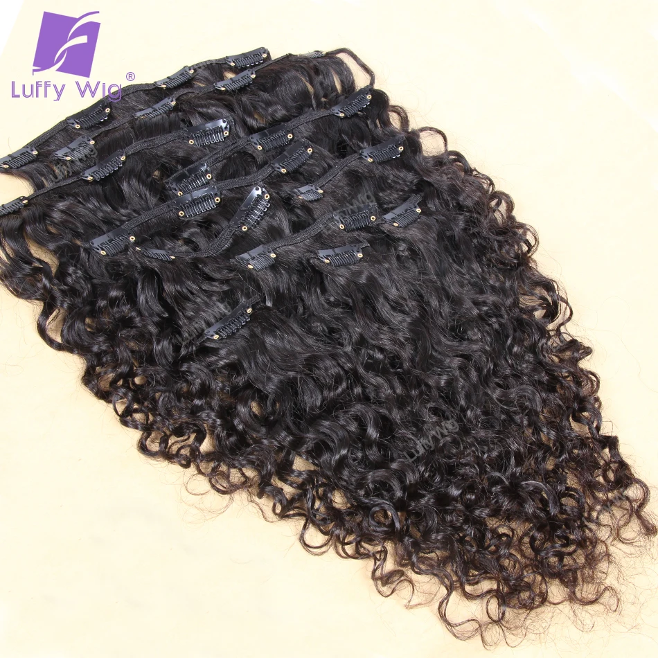 Curly Clip In Hair Extensions Real Brazilian Remy Raw Human Hair Clip On Bundles Natural Color Ins Curls For Black Women Luffy