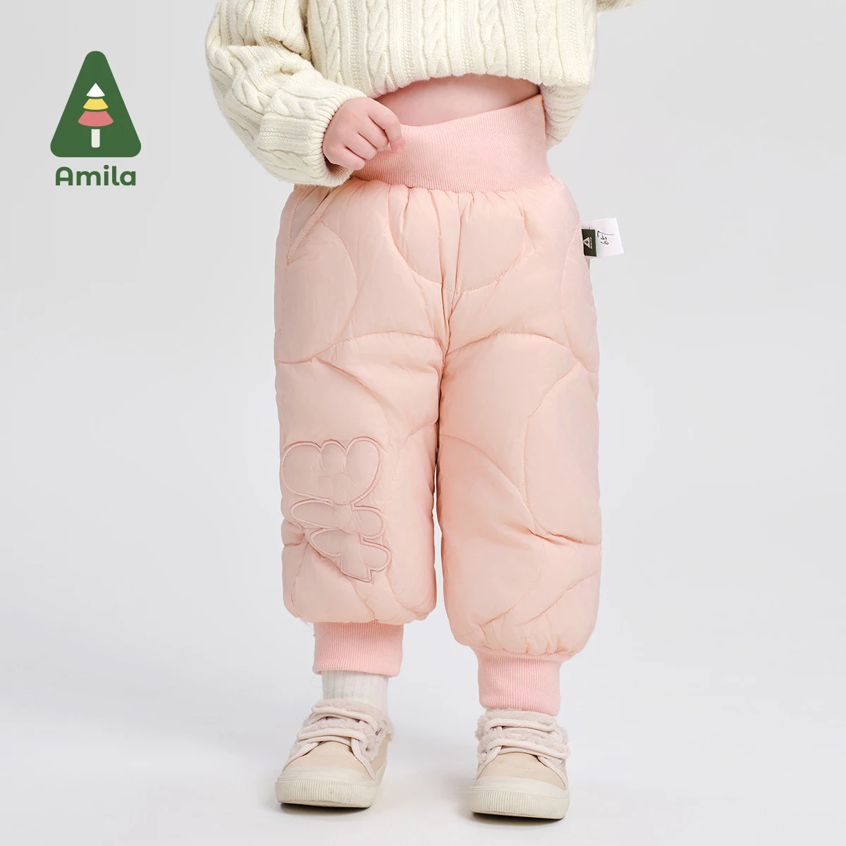 Amila Baby Down Pants 2024 Winter New Boys And Girls Multi-Color White Duck Down Warm And Skin-Friendly Casual Children’s Pants