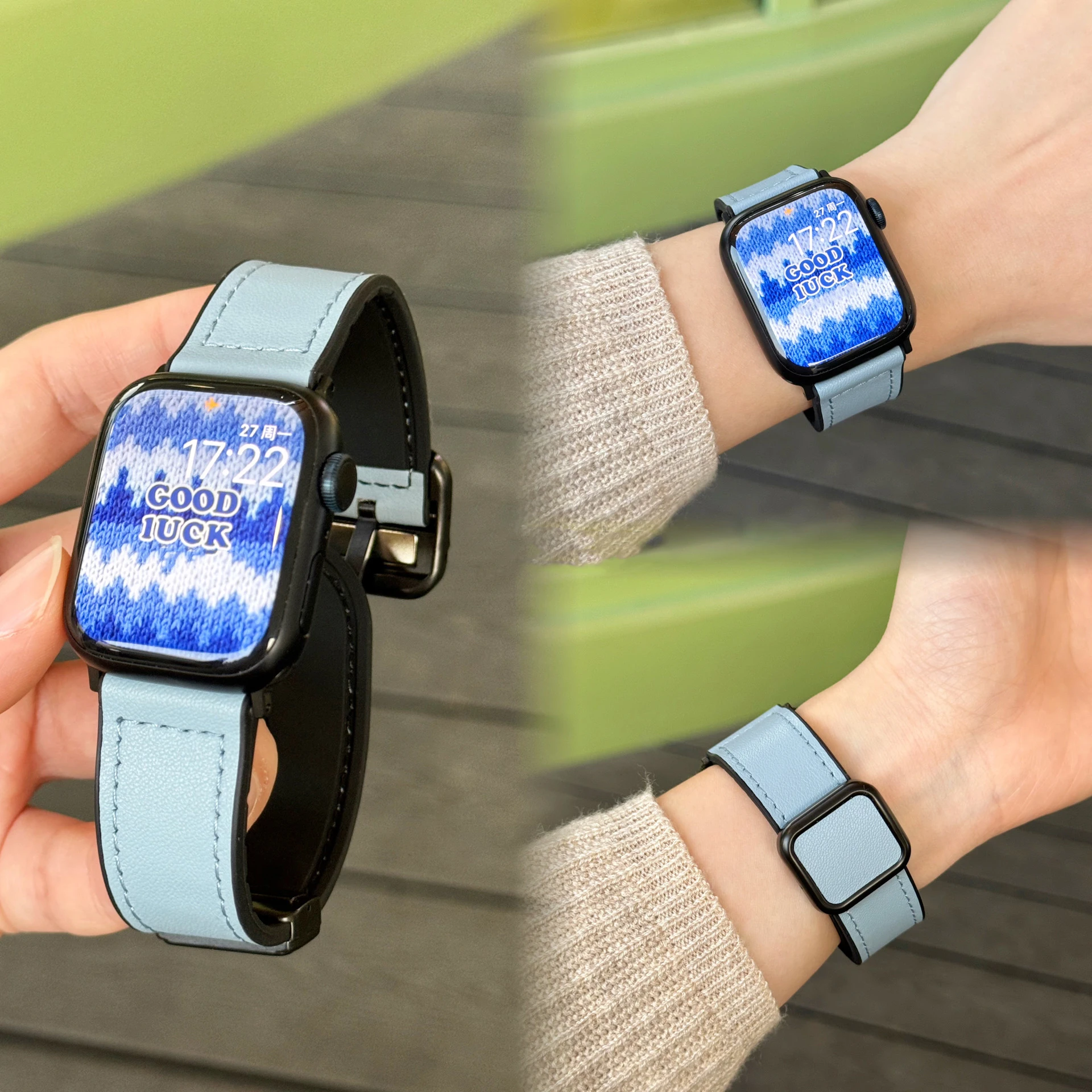 

Leather Magnetic Strap for Apple Watch10 9 8 Ultra Band 46mm 42mm 41mm 45mm 40mm 44/49mm Watchband iWatch Series 7 6 SE Bracelet