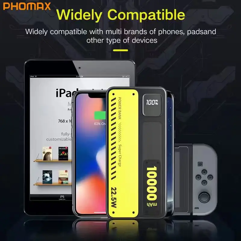 

PHOMAX Quick Charge QC3.0 10000mAh Phone Power Bank Portable Charger Cell Phone Charger Power Bank with Led Charge Indicator