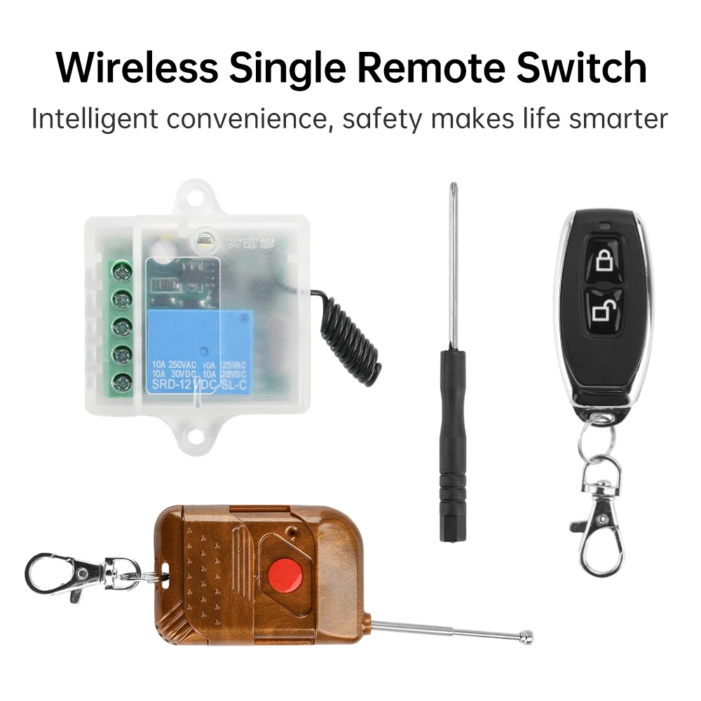 DC 12V 1 Channel Universal Wireless Remote Control Switch Relay Receiver Module RF Transmitter 433 Mhz Remote Controls