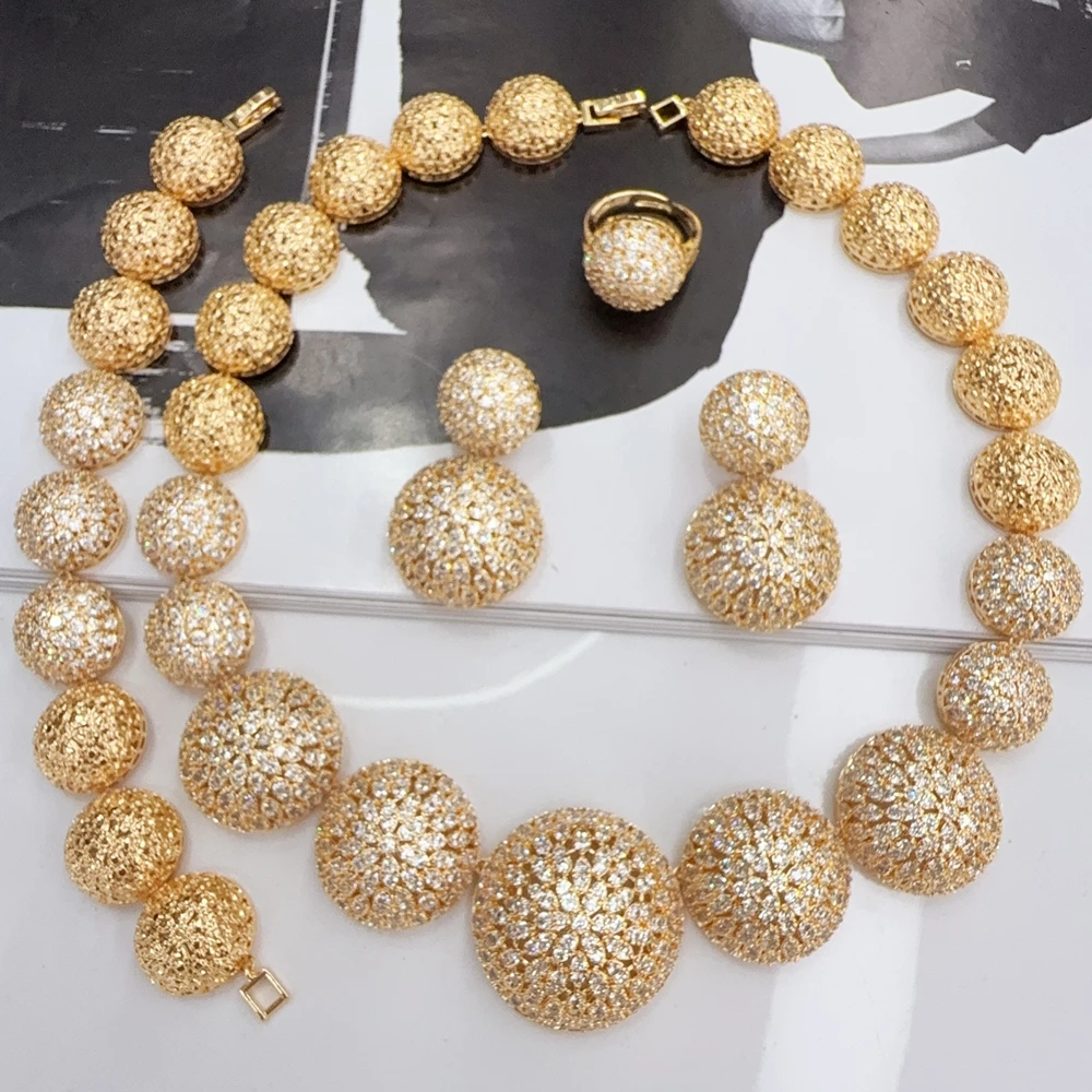 EMMA العصرية 4 قطعة مجموعة مجوهرات الزفاف الأفريقية الهندسية للنساء حفل زفاف النيجيري دبي قلادة طقم من الحلقان #5