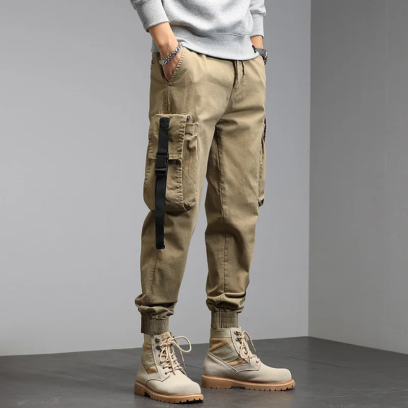 

2024 Winter Men Cotton Casual Cargo Warm Cross Joggers Sweatpants Autumn Fashion Elastic Pantalones Tipo Pants