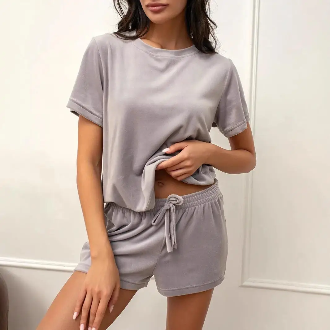 

Летний повседневный женский комплект из двух предметов, однотонный круглый топ ort Sve Ne с поясом, наряд для женщин