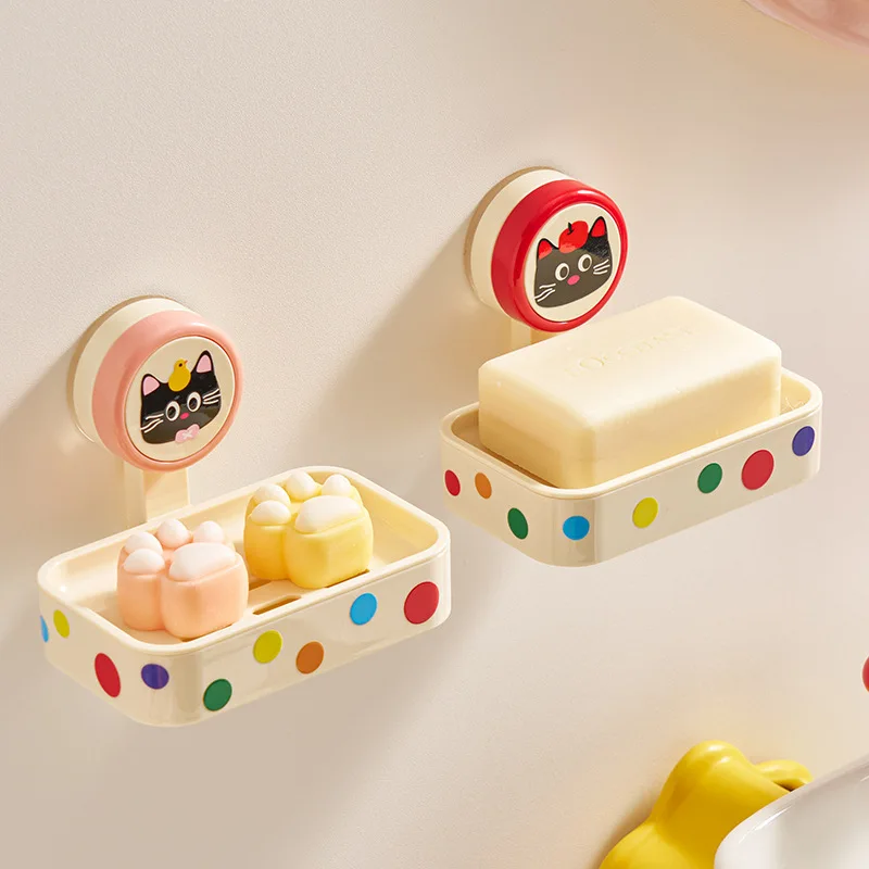 

Suction cup soap box Cute soap box Wall-mounted non-punching bathroom Drain box