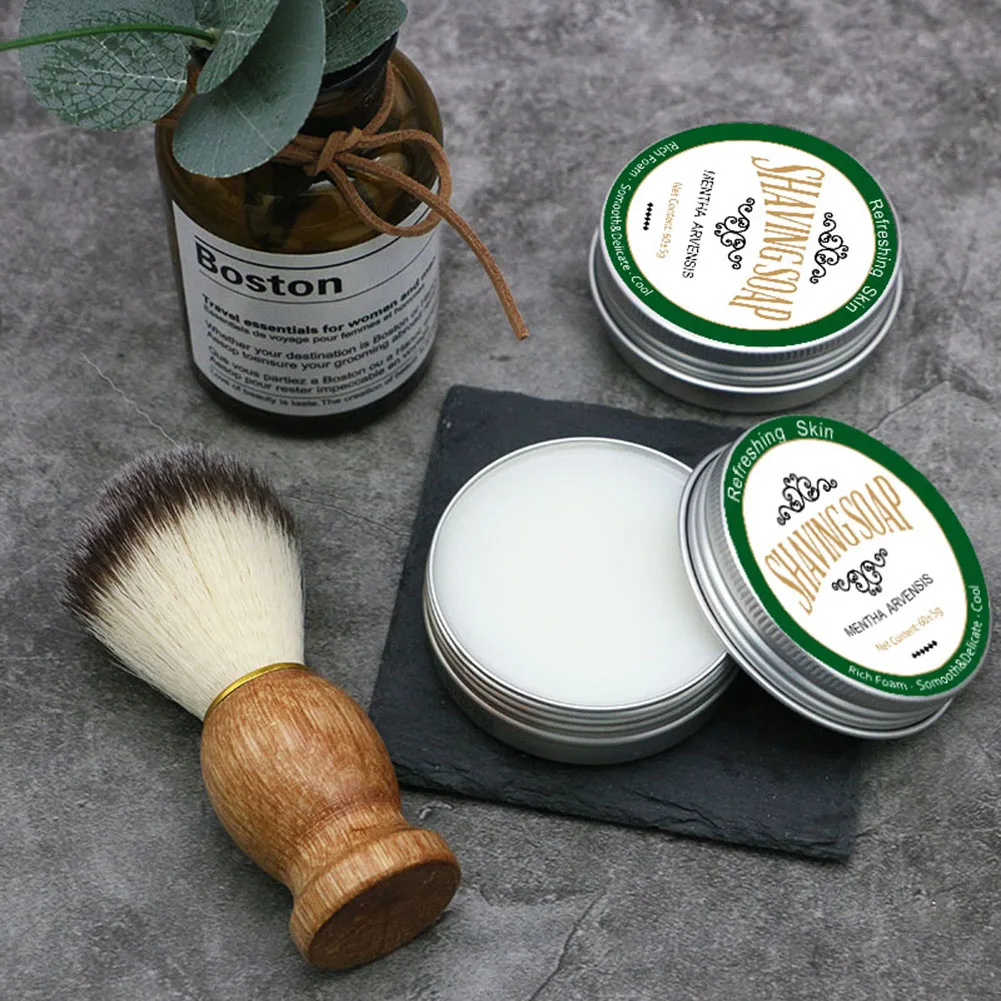 60g Salon Barber Moustache Removal Mint Scented Nice Beard Conditioner Aluminum Boxed Facial Cleaning Foam Portable for Men