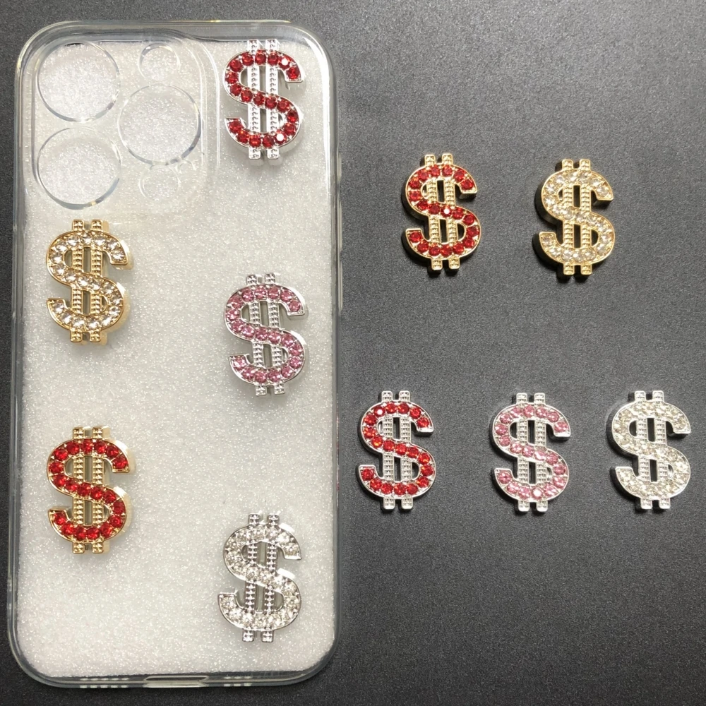 10Pcs New Noble Shiny Dollar Sign Rhinestone Hollow Out Jewelry Resin Charms Diy Junk Phone Case Decorations Hair Accessories