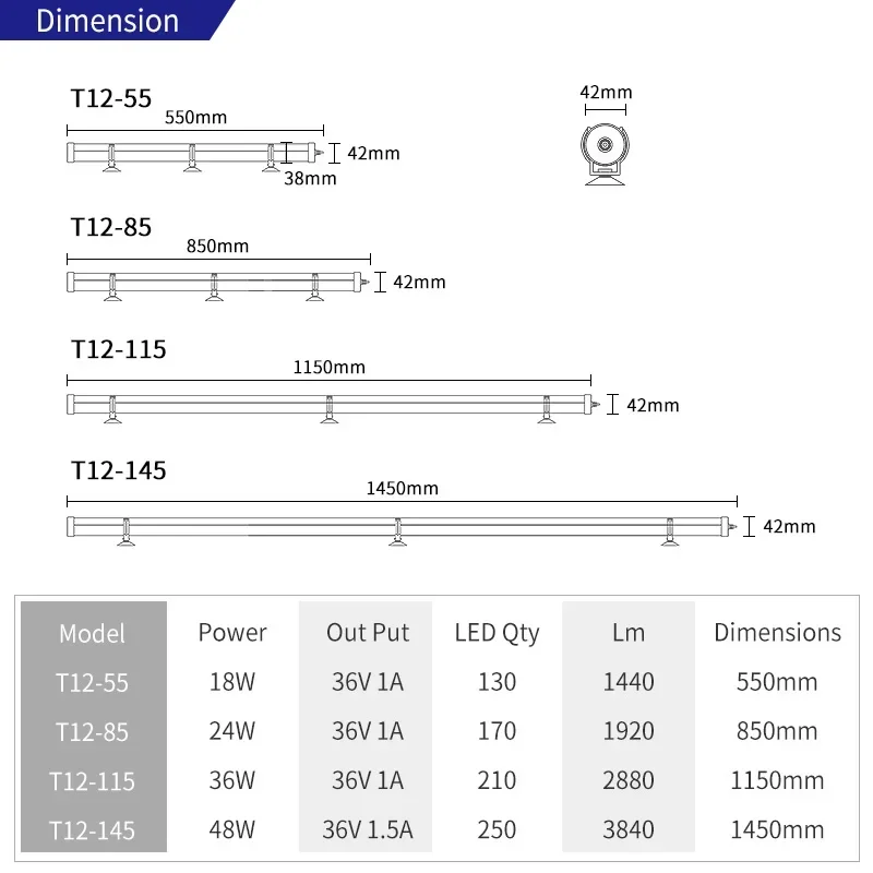 WEEK AQUA T12 Aquarium Light Ip68 Underwate Arowana Fish Super Red Led Aquarium Light for Arowana Tank