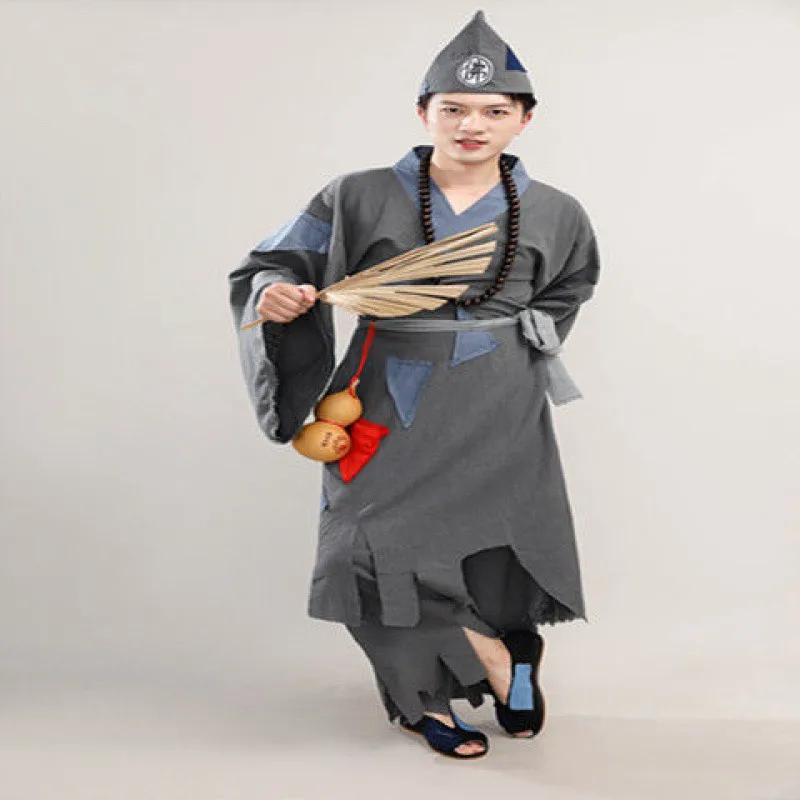 Disfraz de mendigo Hanfu para adultos, traje de actuación, Jigong Living Buddha, traje de mendigo, traje de plataforma de baile Jibuding