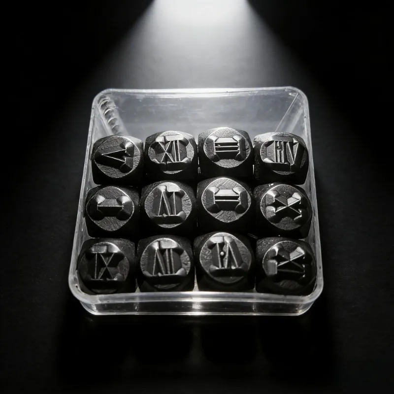 12個入りローマ数字スチールスタンプセット3mm-レザークラフト日付刻印用メタルパンチ、ジュエリー製作ツールdiy用品