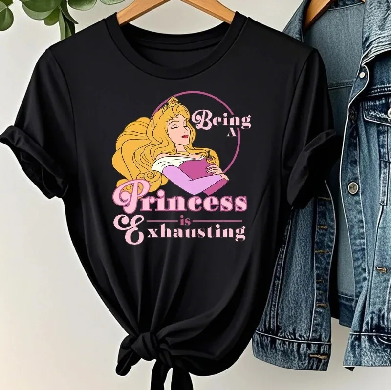 

Футболка с принтом принцессы Спящей красавицы от Disney 2026, с коротким рукавом, летняя новинка, унисекс, с круглым вырезом