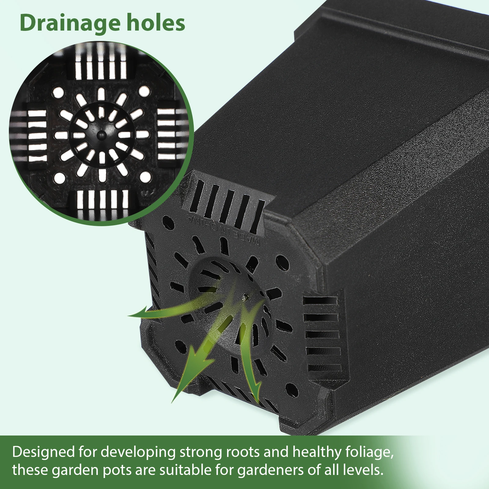 

5 pcs Small Flower Pots Black Thickened Square Nursery Planters Tray Lid Plants Plastic Containers Gardening