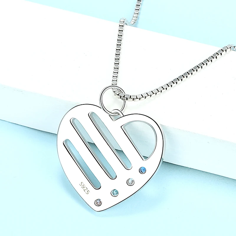 Strollgirl 925 personalized custom name and birthstone love heart chain pendant jewelry gift new ladies necklace Free shipping