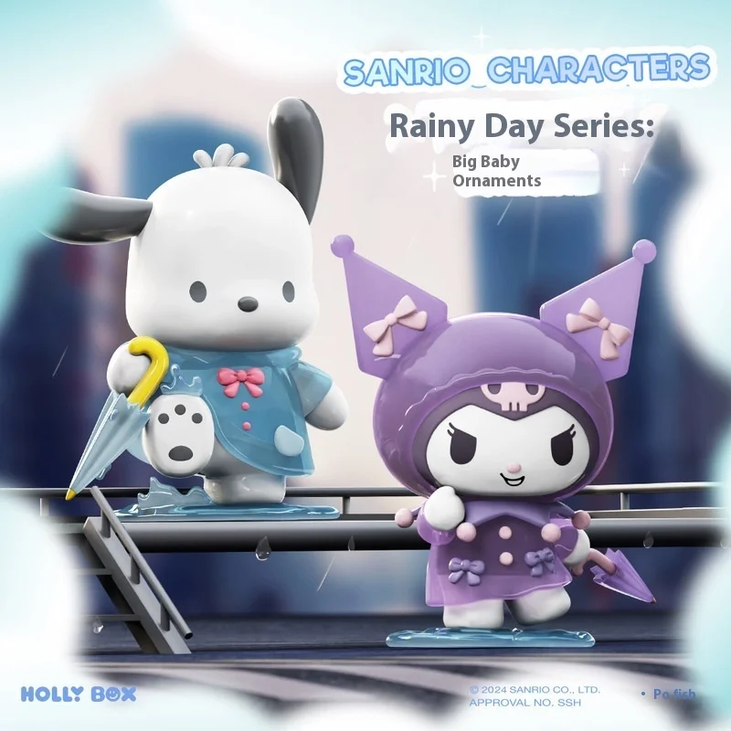 

17cm Sanrio Kuromi Pochacco Rainy Days Series Big Figure Cute Anime Statue Action Figure Collection Model Kid Kawaii Toys Gifts