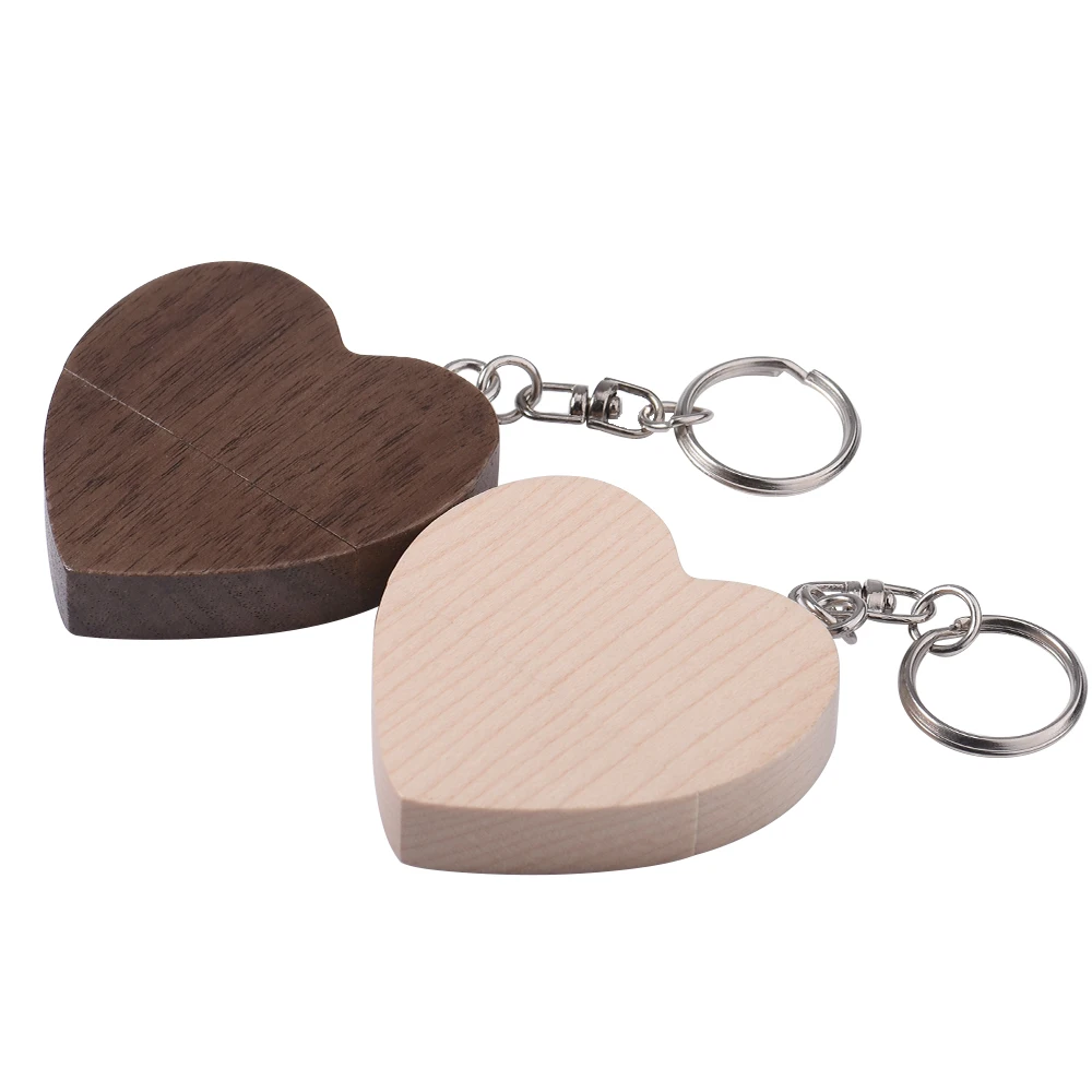 

Wooden Heart USB Flash Drive 64GB Free Key Chain Pen Drive 32GB Creative Gifts Memory Stick Cle USB Stick Pendrive 16GB 8GB 4GB