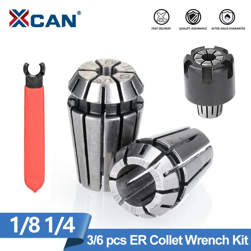 XCAN Tool Holder ER Collet Chuck ER11 ER16 ER20 Collet Set 1/8 1/4 Clamp M Type ER Nut M Type Nut Wrench for CNC Lathe Milling