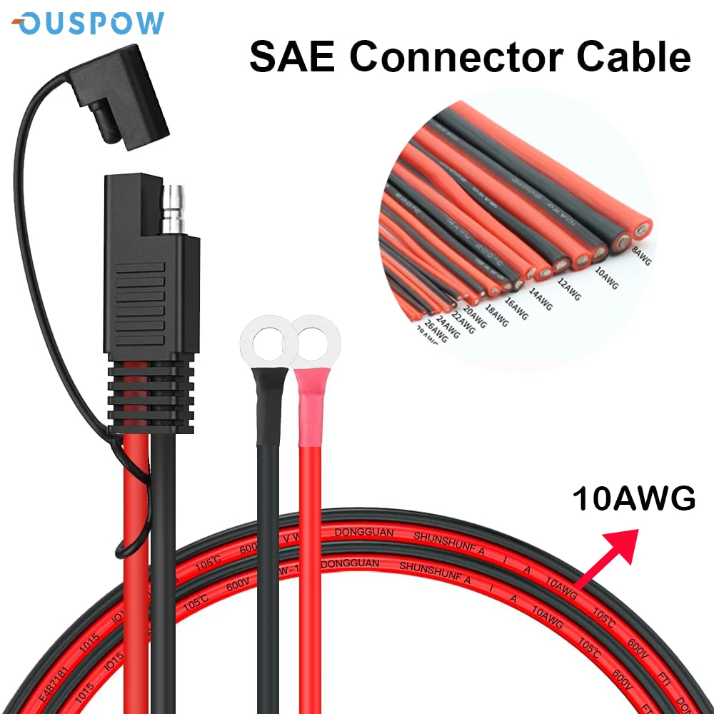 Ouspow 10AWG SAE connettore cablaggio terminale a 2 Pin a sgancio rapido con fusibile 15A per cavo caricabatteria per auto