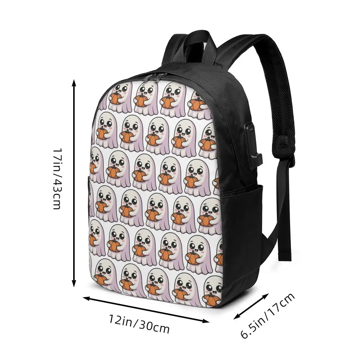 Cute Ghost Take Pumpkin Halloween Backpack Travel Notebook Bag Computer College Student School Bag Laptop Shoulder Bags