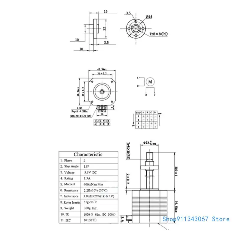 42 Linear T8 Screw Stepper Motor Extruder Stepping Motor NEMA17 300mm Screw Drop shipping