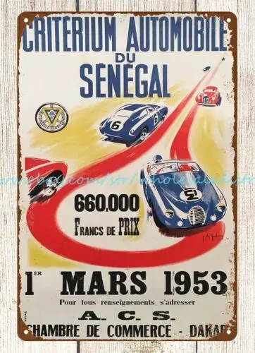 s phoenix 1953 Criterium Automobile du Senegal car race rally metal tin sign