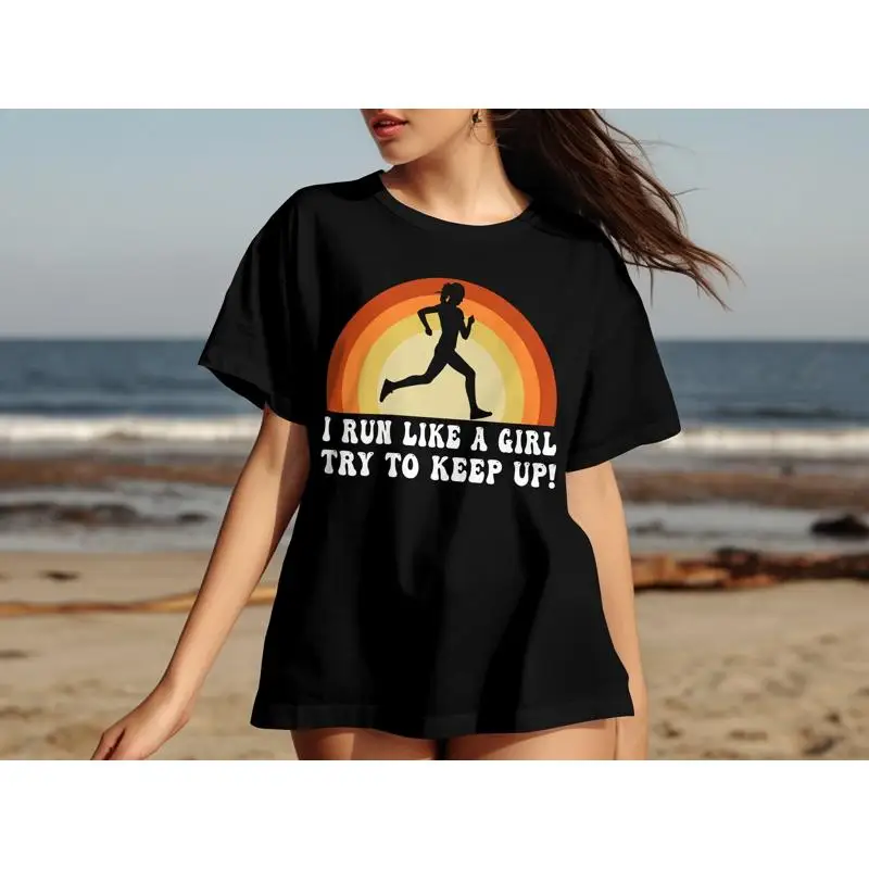 Camiseta divertida para correr, coro como una chica, prueba de mantener para mujeres corredor