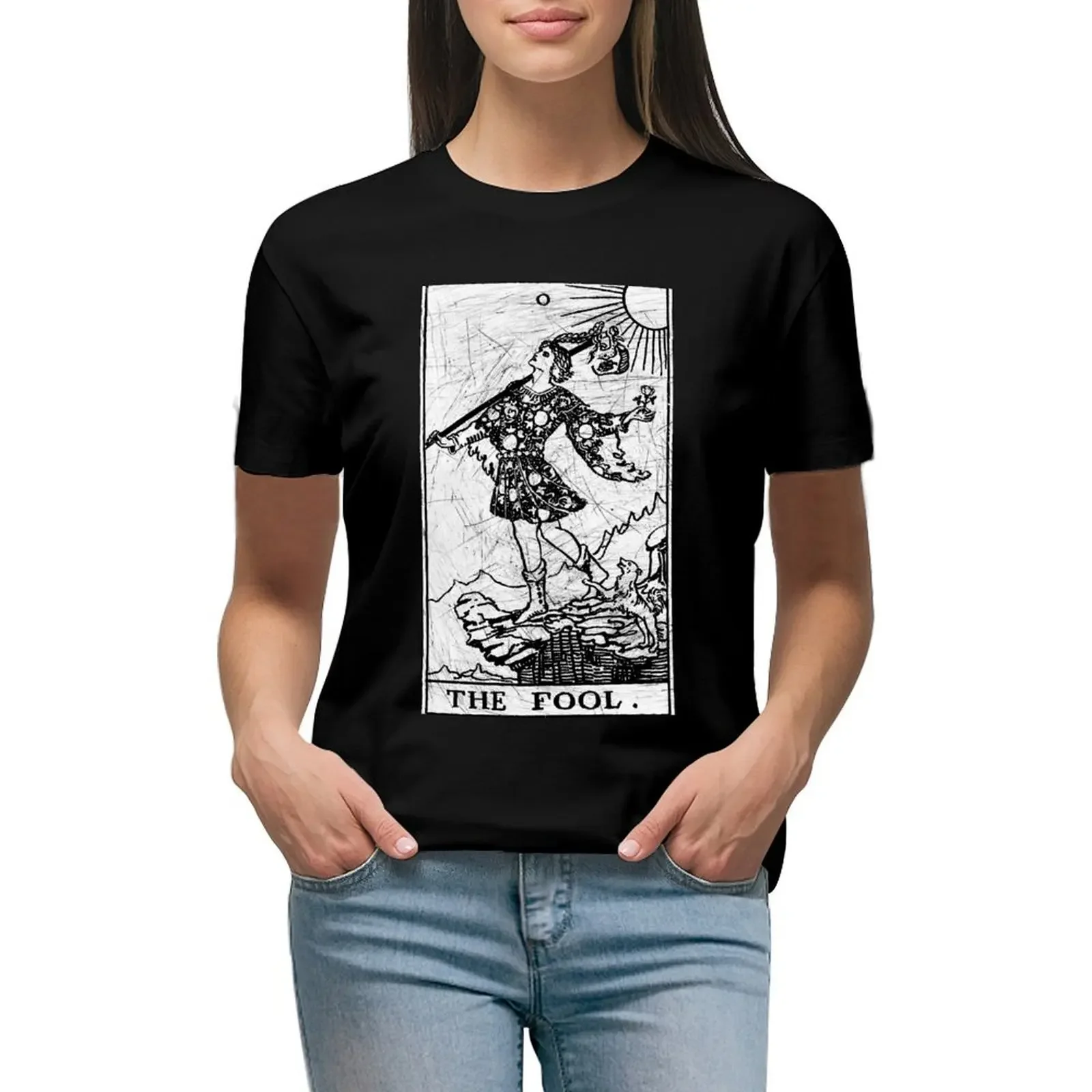 The Fool Tarot Card - Major Arcana - fortune telling - occult T-Shirt oversized tees korean fashion white t-shirts for Women