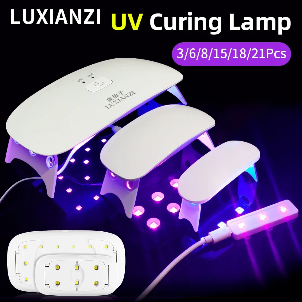 LUXIANZI Portable UV Curing Lamp With Timing Function Green Oil Glue Quick Dry USB Nail Dryer LED Mini Flashlight Pen