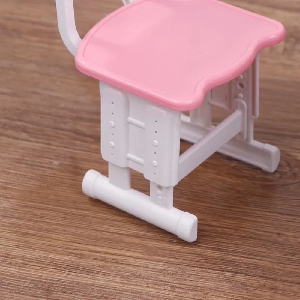 

1set Chairs Furniture Model Simulated Dollhouse Desks Writing Study Model Miniature Toy Miniature School Desks Stationery Model