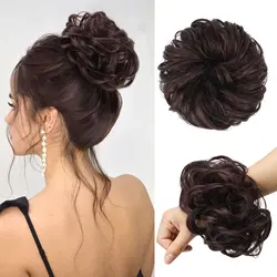 lucimuca 100% Human Hair Bun, Messy Bun Hair Piece Real Human Hair Extensions Natural Curly Hair Bun Hairpieces For Women/Kids