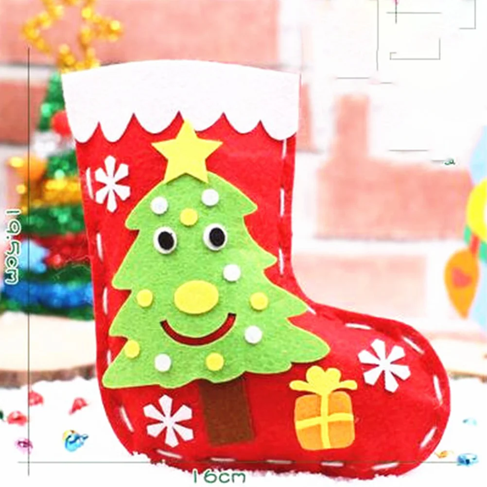 

4pcs Christmas Sock Decorations Handmade Diy Craft Kit For Family Party Holiday Ornament Xmas Embellishment Supplies