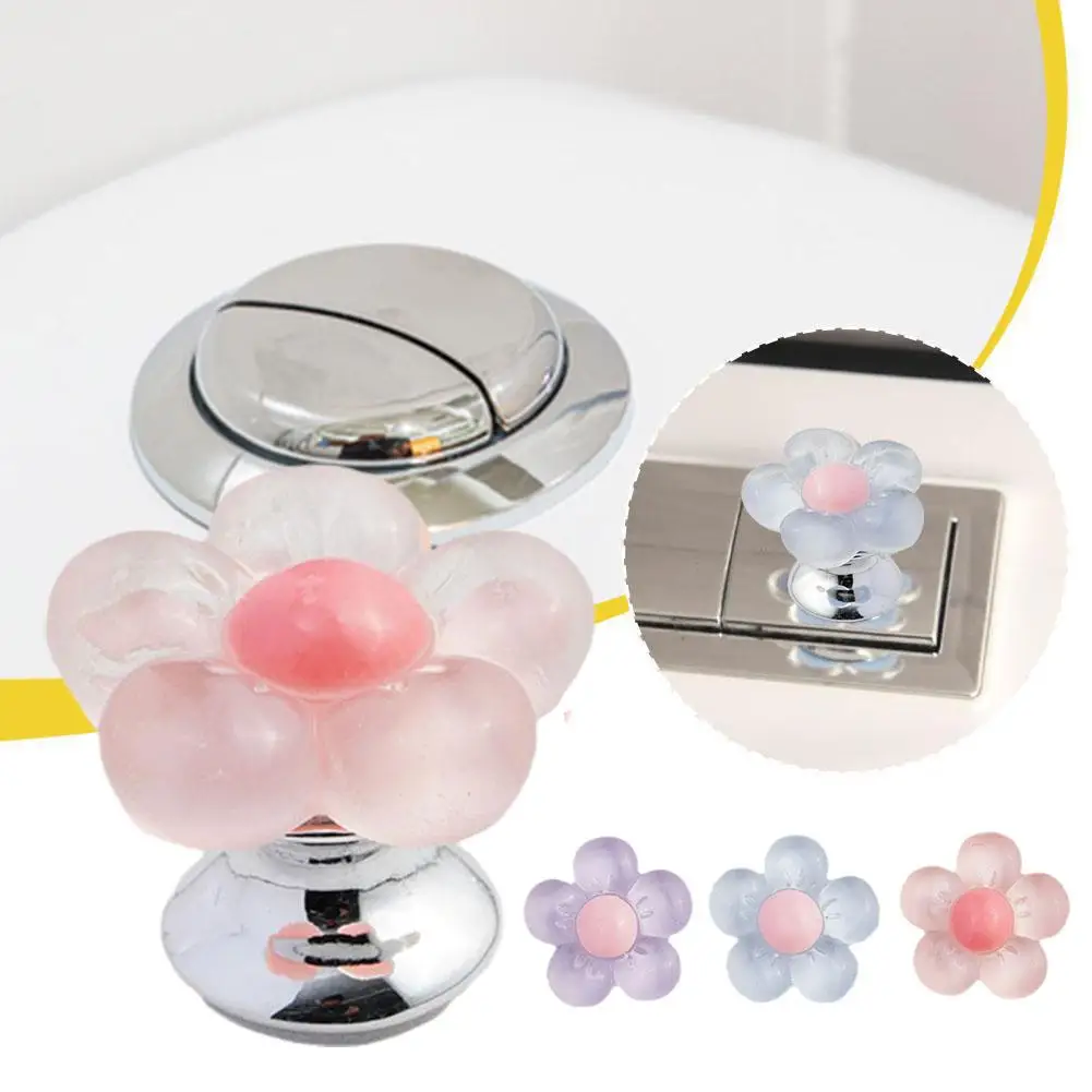 1pc Toilet Press Cute Flower Toilet Press For Manicure Universal Toilet Flush Switch Button Water Button Z5f3