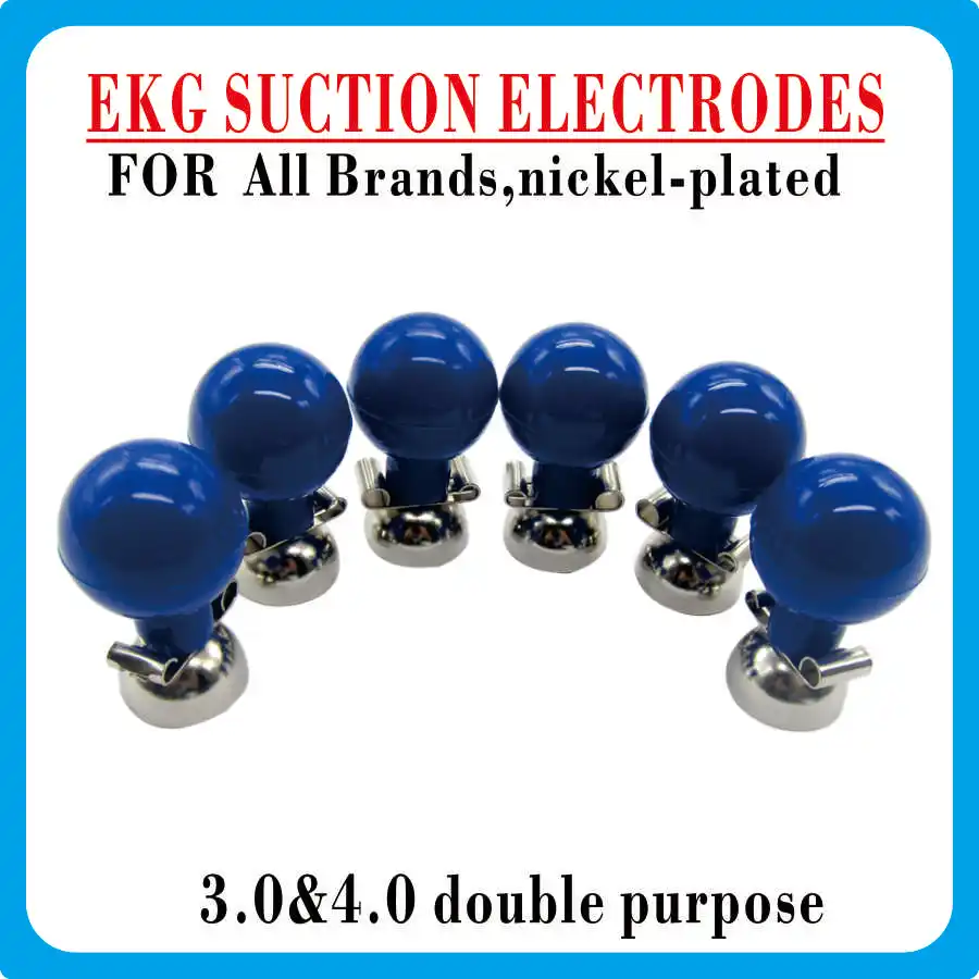 6pcs/set Nickel-Plated Ekg Suction Electrodes,3.0&4.0 Double Purpose，ecg Accessories Electrocardiograph Ecg Machin