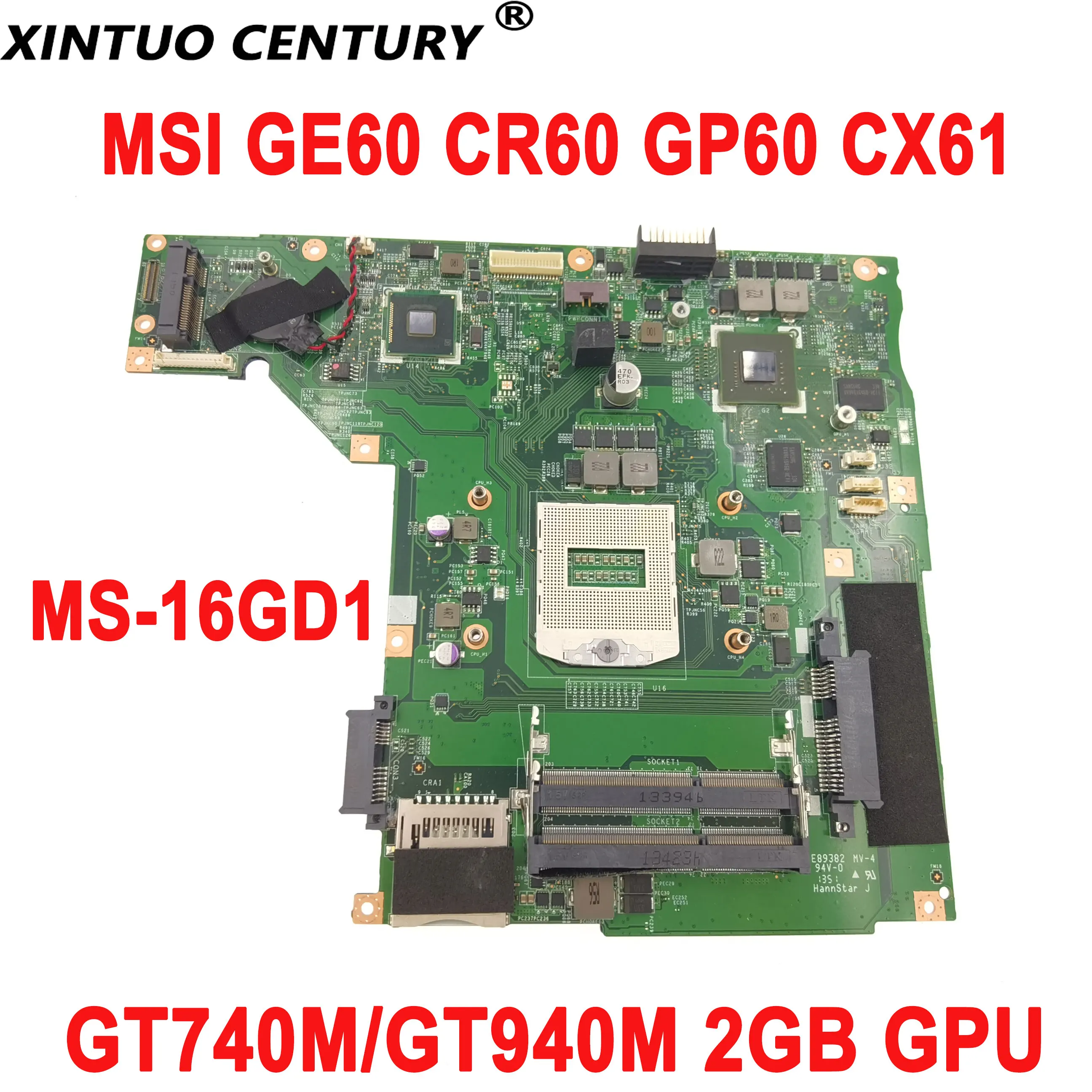 

MS-16GD1 Motherboard For MSI GE60 CR60 GP60 CX61 Laptop Motherboard MS-16GD VER 1.1 DDR3 GT740M GT940 GPU 100% Test Work