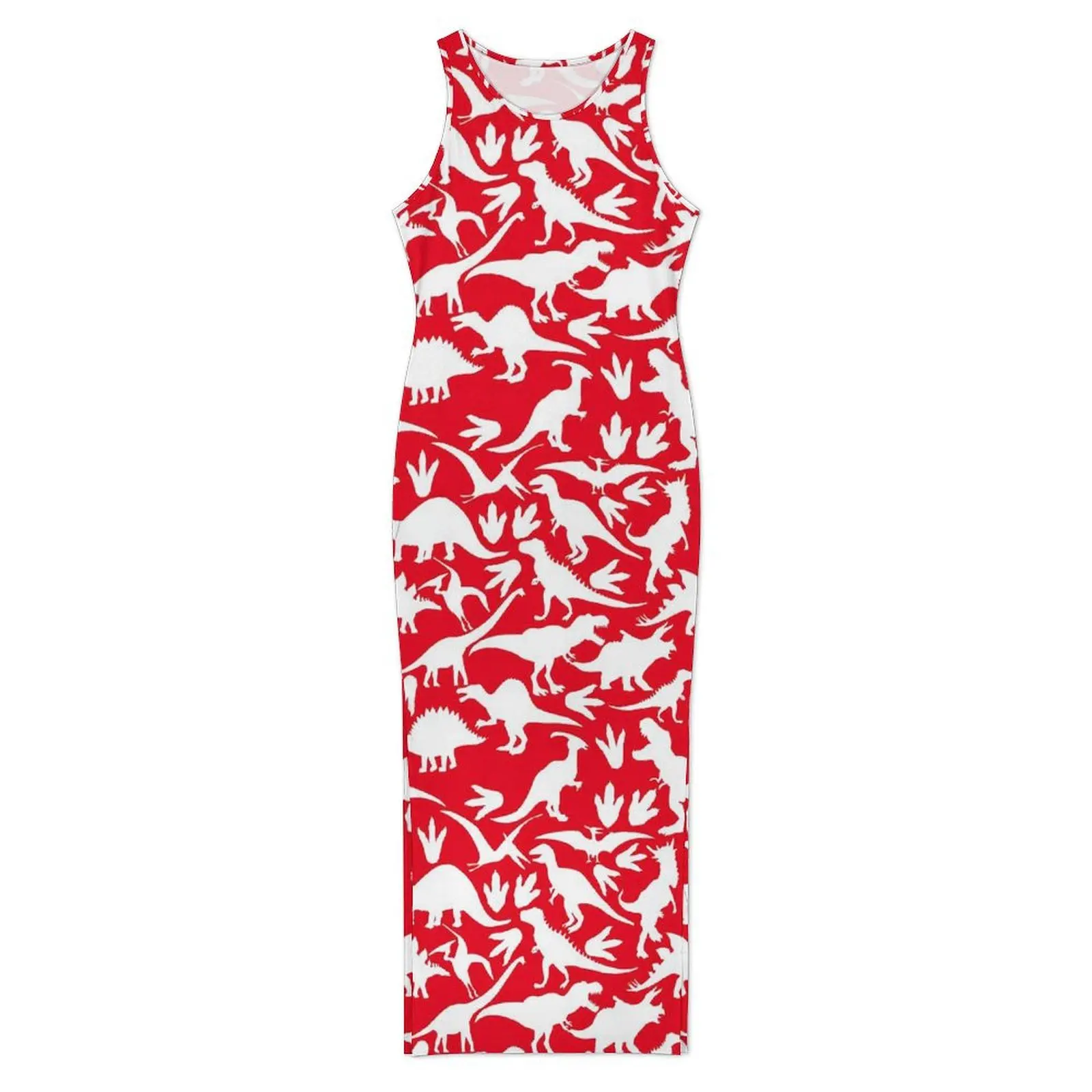 Damska sukienka z dinozaurem, sylwetka zwierzęcia, styl uliczny, obcisła sukienka, letnia sukienka maxi bez rękawów w stylu retro, designerskie ubrania oversize.