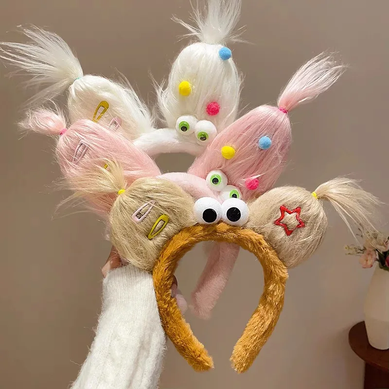 Diadema de felpa suave para lavado de cara para niñas, banda para el pelo de muñeca de dibujos animados, accesorios de maquillaje para baño y ducha, uso cómodo para el cuidado de la piel